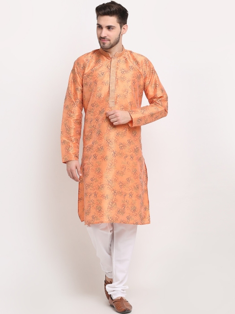 

Jompers Men Orange & Purple Ethnic Motifs Printed Regular Kurta With Churidar