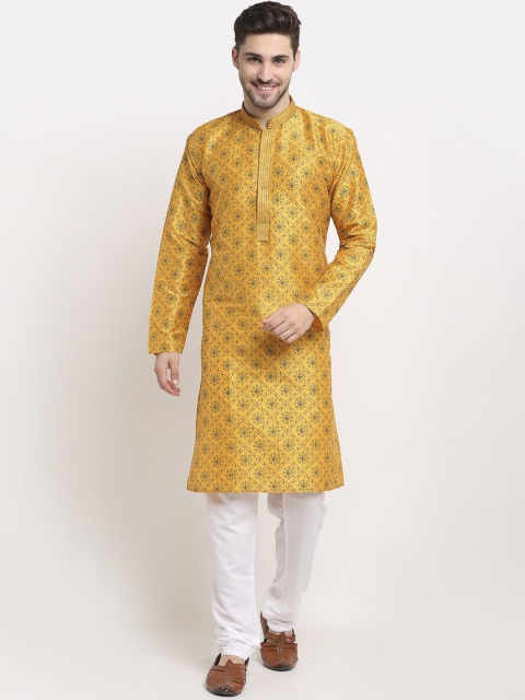 

Jompers Men Mustard Yellow Ethnic Motifs Printed Regular Kurta with Pyjamas