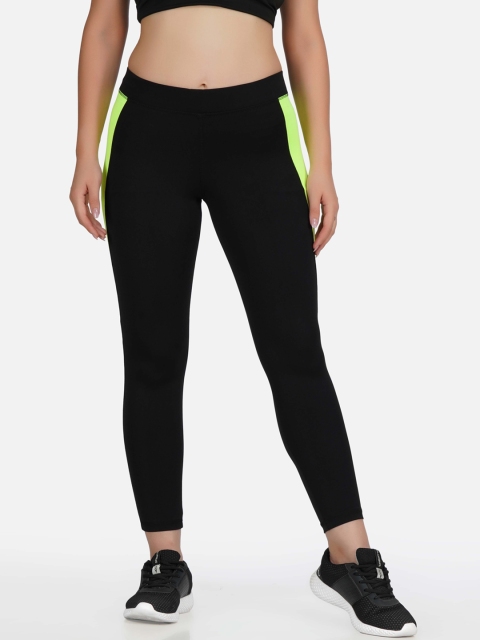 

NEU LOOK FASHION Women Black &Neon Colourblocked Gym Tights