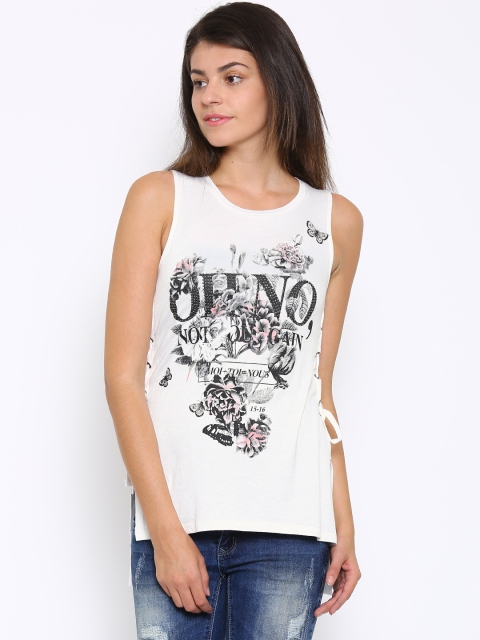 

Deal Jeans Women White Printed Regular Top