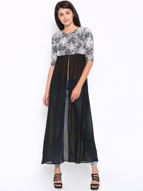 

Deal Jeans Women Black & White Self-Design Maxi Top