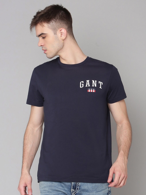 

GANT Men Navy Blue Solid T-shirt