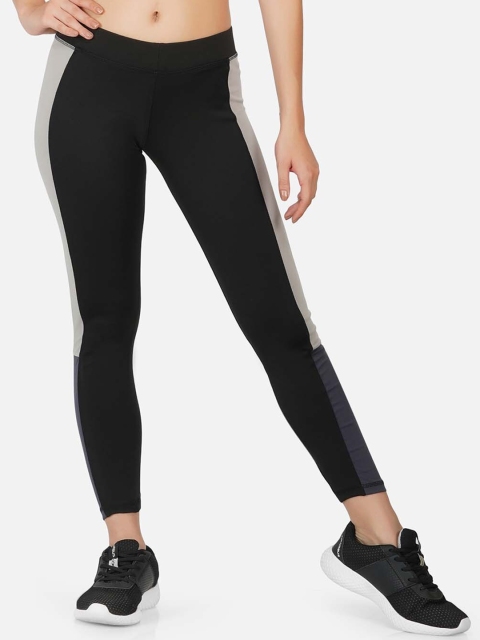 

NEU LOOK FASHION Women Black & Grey Colourblocked Gym Tights