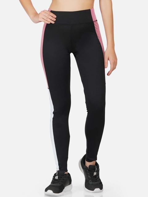 

NEU LOOK FASHION Women Black & Pink Colourblocked Gym Tights