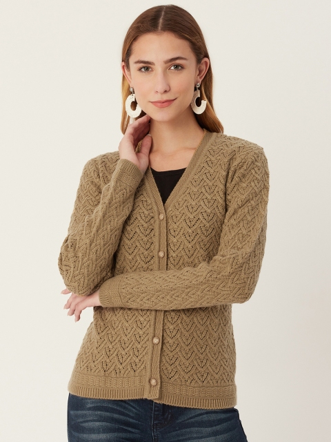 

Madame Women Beige Cable Knit Cardigan