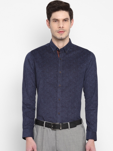 

Turtle Men Blue Slim Fit Opaque Printed Cotton Formal Shirt