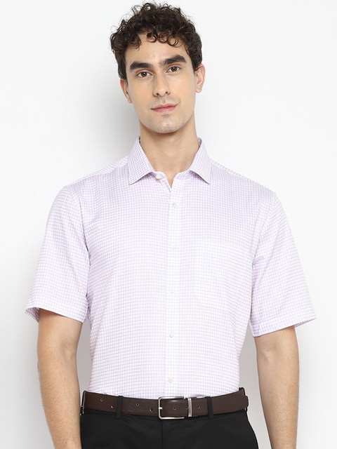 

Turtle Men Pink Grid Tattersall Checks Opaque Checked Casual Shirt