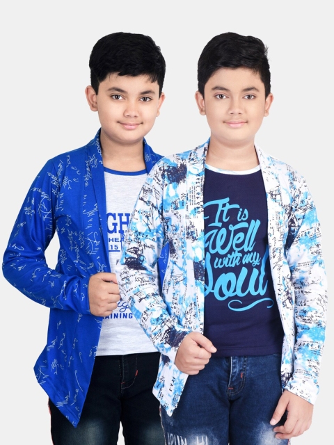 

Fabshio Boys Blue & White Typography 2 Printed T-shirt