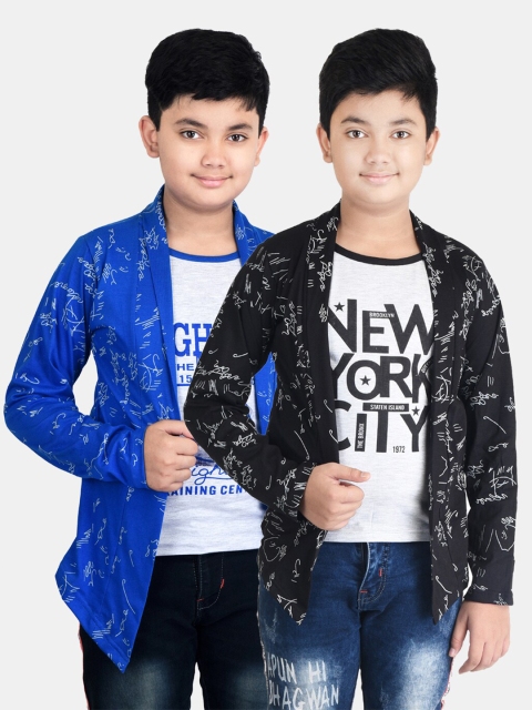 

Fabshio Boys Black & Blue Typography 2 Printed T-shirt