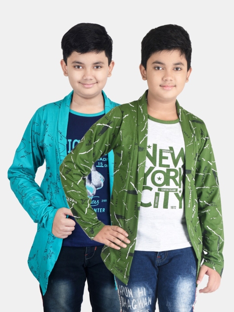 

Fabshio Boys Pack of 2 Printed T-shirt, Green