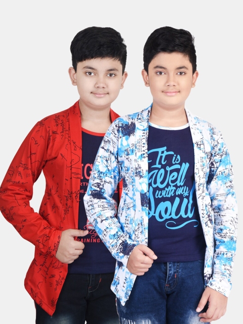 

Fabshio Boys Blue & Red Typography 2 Printed T-shirt