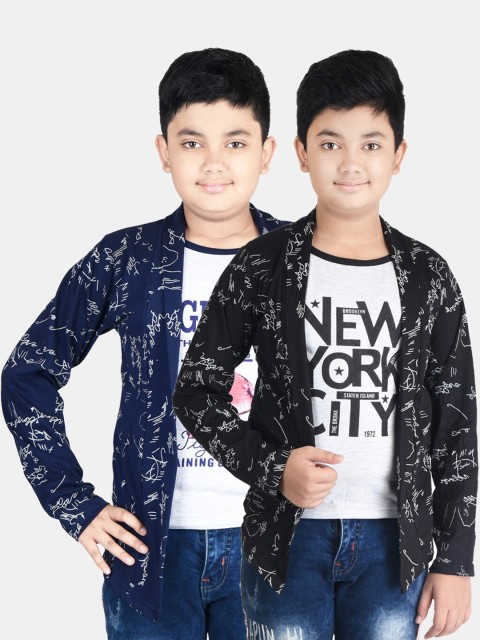 

Fabshio Boys Black & Blue Typography 2 Printed T-shirt