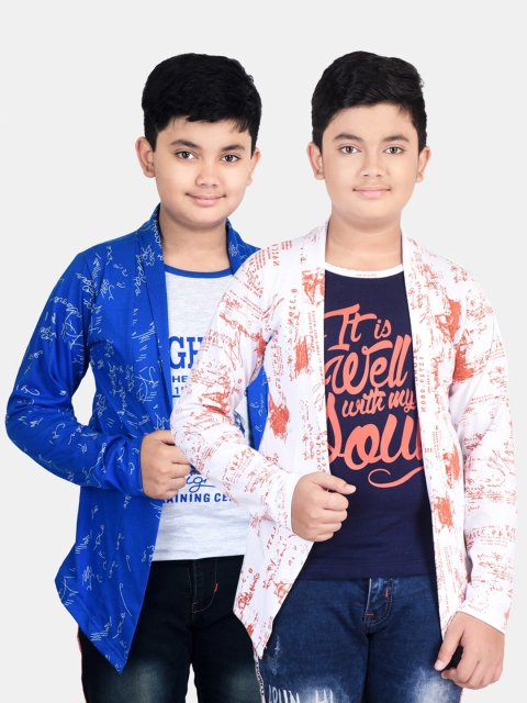 

Fabshio Pack-2 Boys Orange& Blue Typography Printed T-shirt