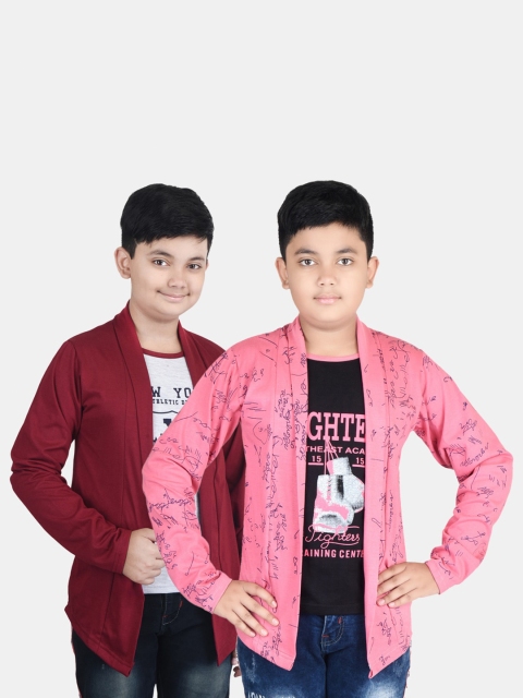 

Fabshio Boys Pack of 2 Typography Printed T-shirt, Pink