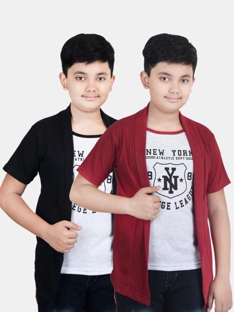 

Fabshio Boys Maroon & Black Typography 2 Printed T-shirt