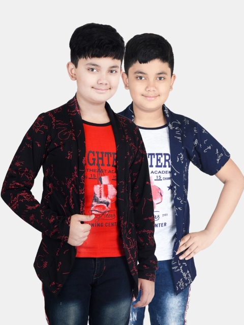 

Fabshio Pack Of 2 Boys Black Printed Pockets T-shirt