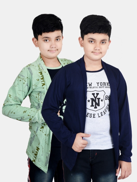 

Fabshio Boys Navy Blue Printed T-shirt With Attached Shrugs Pack of 2