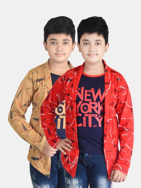 

Fabshio Boys Red Pack of 2 Printed T-shirt