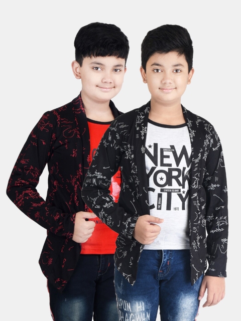 

Fabshio Boys Set Of 2 Printed T-shirts, Black