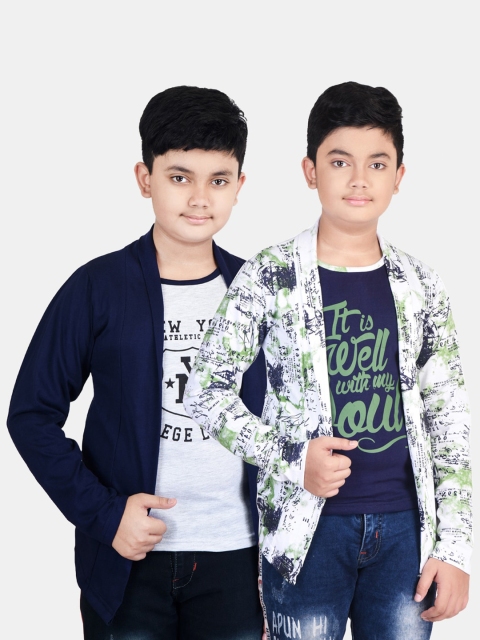 

Fabshio Boys Set of 2 Green Typography Printed T-shirt
