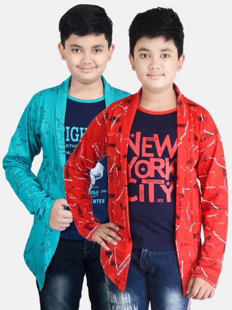 

Fabshio Boys Red & Blue 2 Printed T-shirt