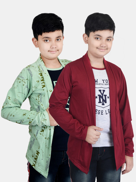 

Fabshio Boys Set of 2 T-shirts with Shrugs, Maroon