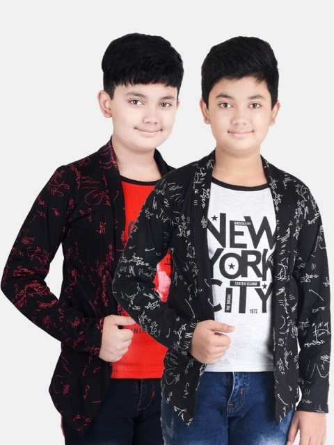 

Fabshio Boys Set of 2 Black Printed T-shirt