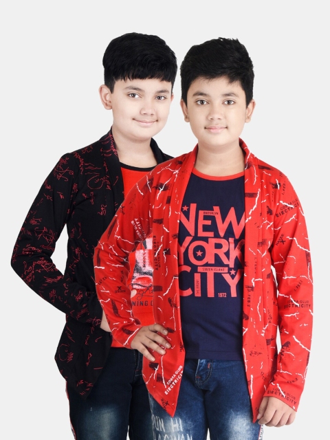 

Fabshio Boys Red & Black Typography 2 Printed T-shirt