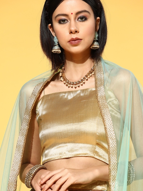 

Inddus Gorgeous Sea Green Sleek Unstitched Lehenga Choli with Dupatta