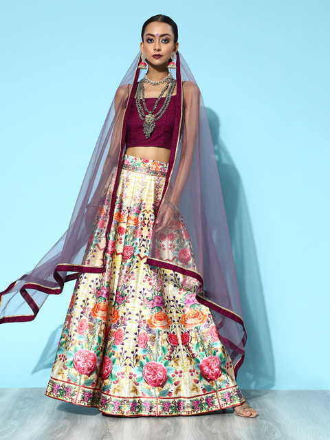 

Inddus Peaceful Off White Woven Design Unstitched Lehenga Choli with Dupatta