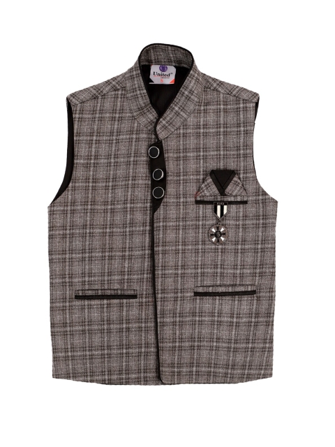 

FOURFOLDS Boys Grey & Black Checked Cotton Waistcoat