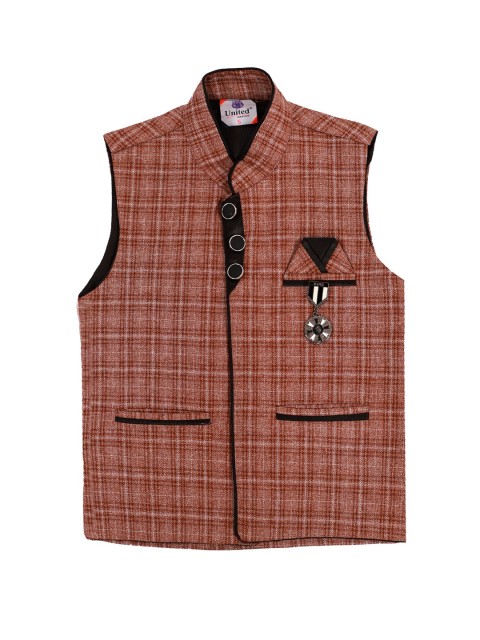 

FOURFOLDS Boys Maroon Checked Waistcoat