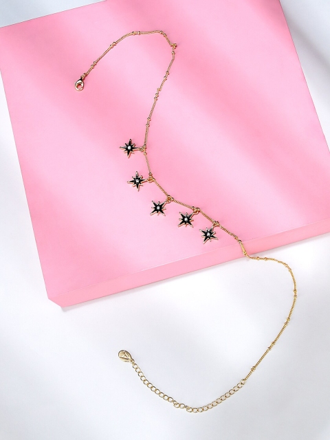 

Accessorize Gold-Toned & Black Enamel Star Droplets Necklace