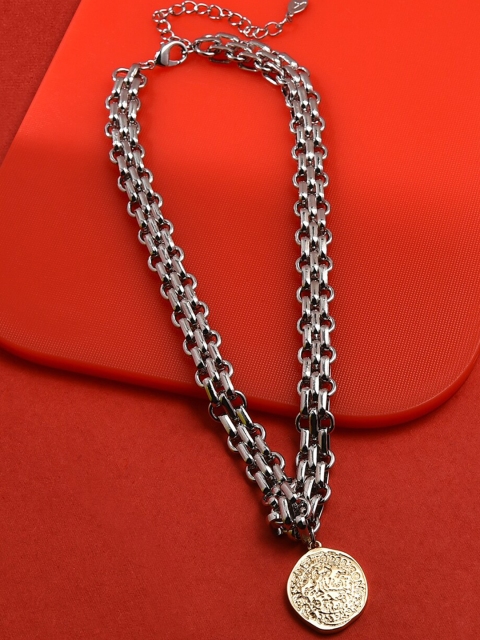 

Accessorize Gunmetal-Toned Chain And Coin Necklace, Metallic