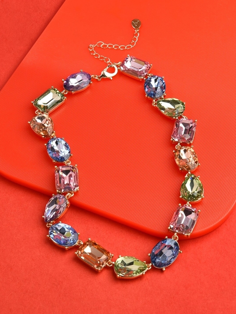 

Accessorize Women Blue & Pink Crystal Studded Collar Necklace