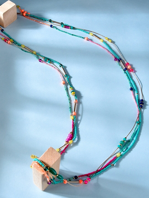 

Accessorize Green & Orange Layered Necklace