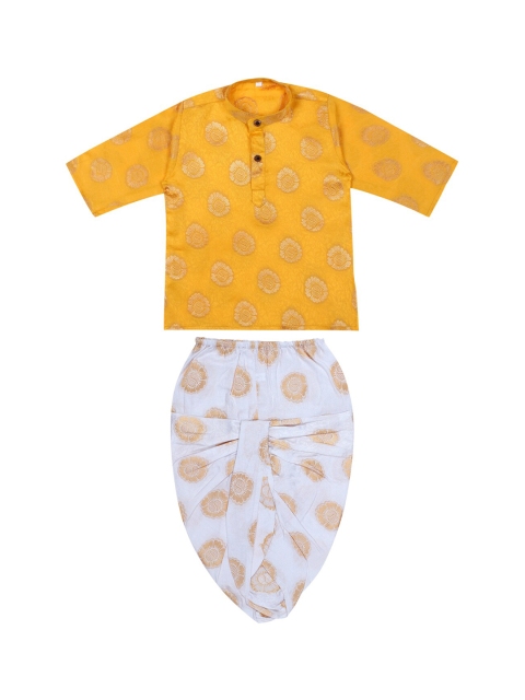 

Superminis Boys Yellow & White Ethnic Motifs Regular Kurta with Dhoti Pants