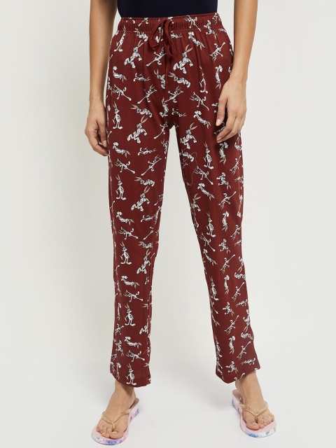 

max Women Maroon Bugs Bunny Printed Cotton Lounge Pants