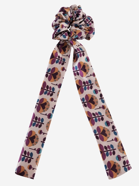 

BuckleUp Women White & Purple Scrunchie with knot detail