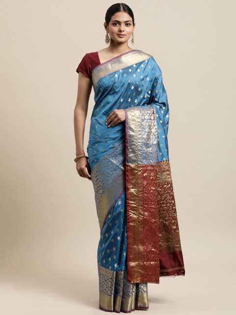 

Mitera Turquoise Blue Woven Design Silk Cotton Banarasi Saree