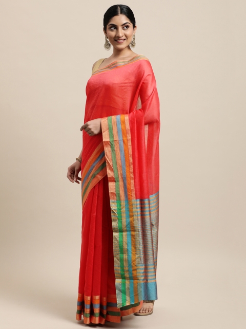 

Mitera Coral Silk Cotton Chanderi Saree