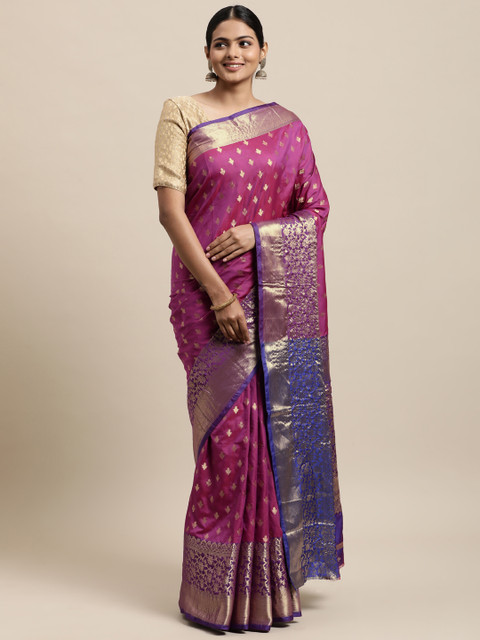 

Mitera Pink Woven Design Silk Cotton Banarasi Saree