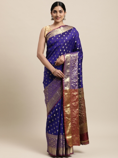 

Mitera Blue Woven Design Silk Cotton Banarasi Saree
