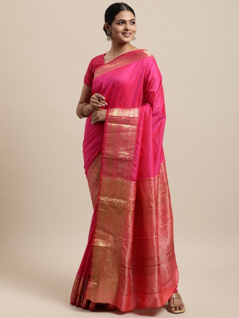 

Mitera Pink Woven Design Silk Cotton Chanderi Saree