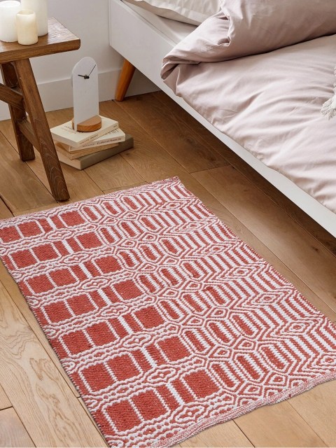

KICA Pink & White Geometric Pure Cotton Rectangular Dhurrie