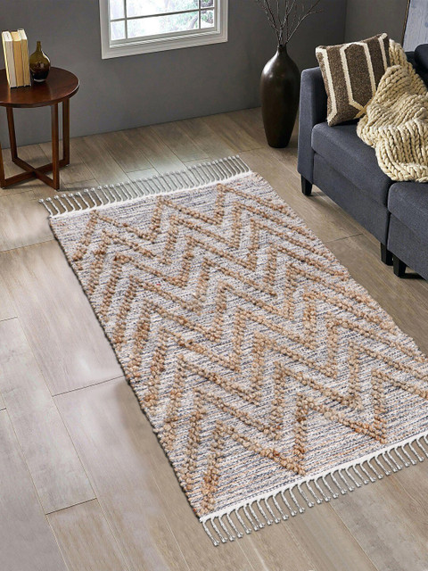 

KICA Beige Geometric Jute Cotton Rectangular Dhurrie