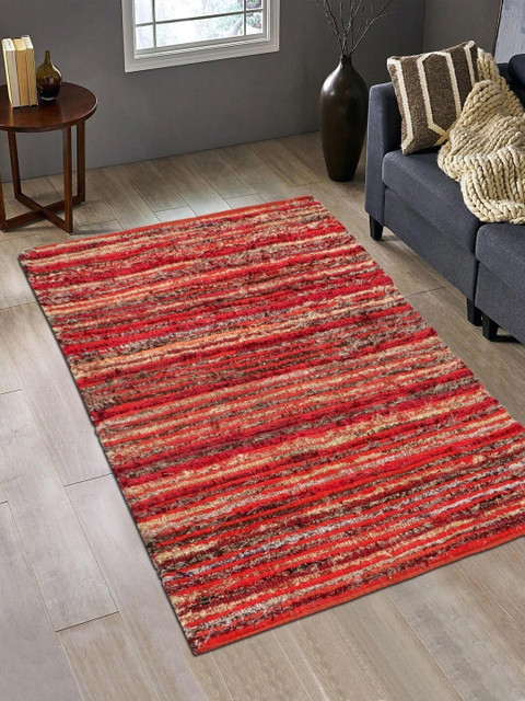 

KICA Red Striped Rectangular Dhurrie
