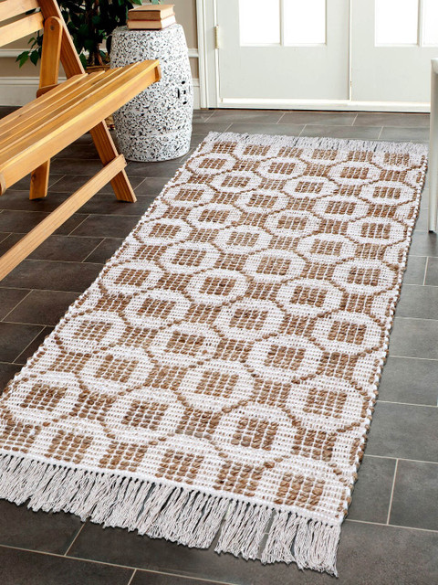 

KICA Beige & White Geometric Rectangular Dhurrie