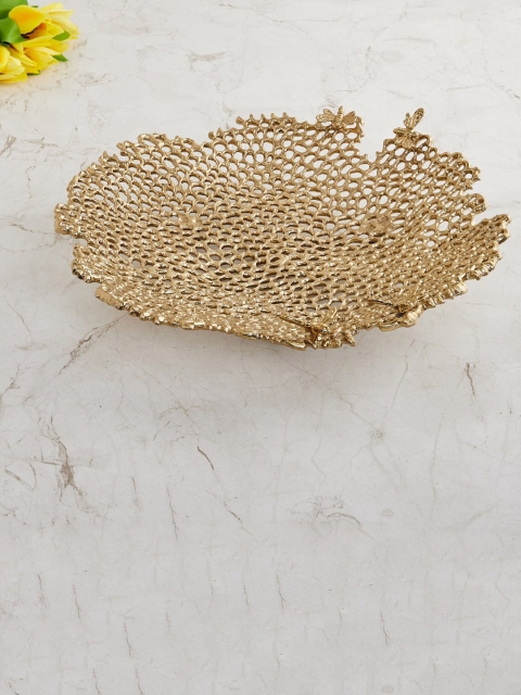 

Home Centre Gold-Toned Textured Aluminium Decorative Potpouri Bowl