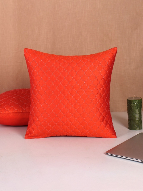 

Molcha Set Of 5 Orange Quilted Square Cushion Covers